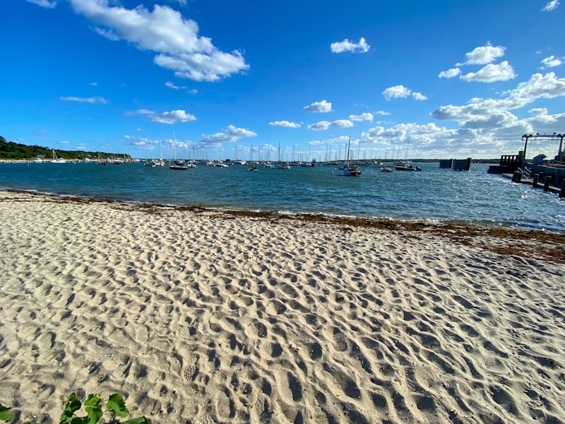Sandy beach along Connecticut shoreline