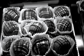 a bunch of chocolates are in a box