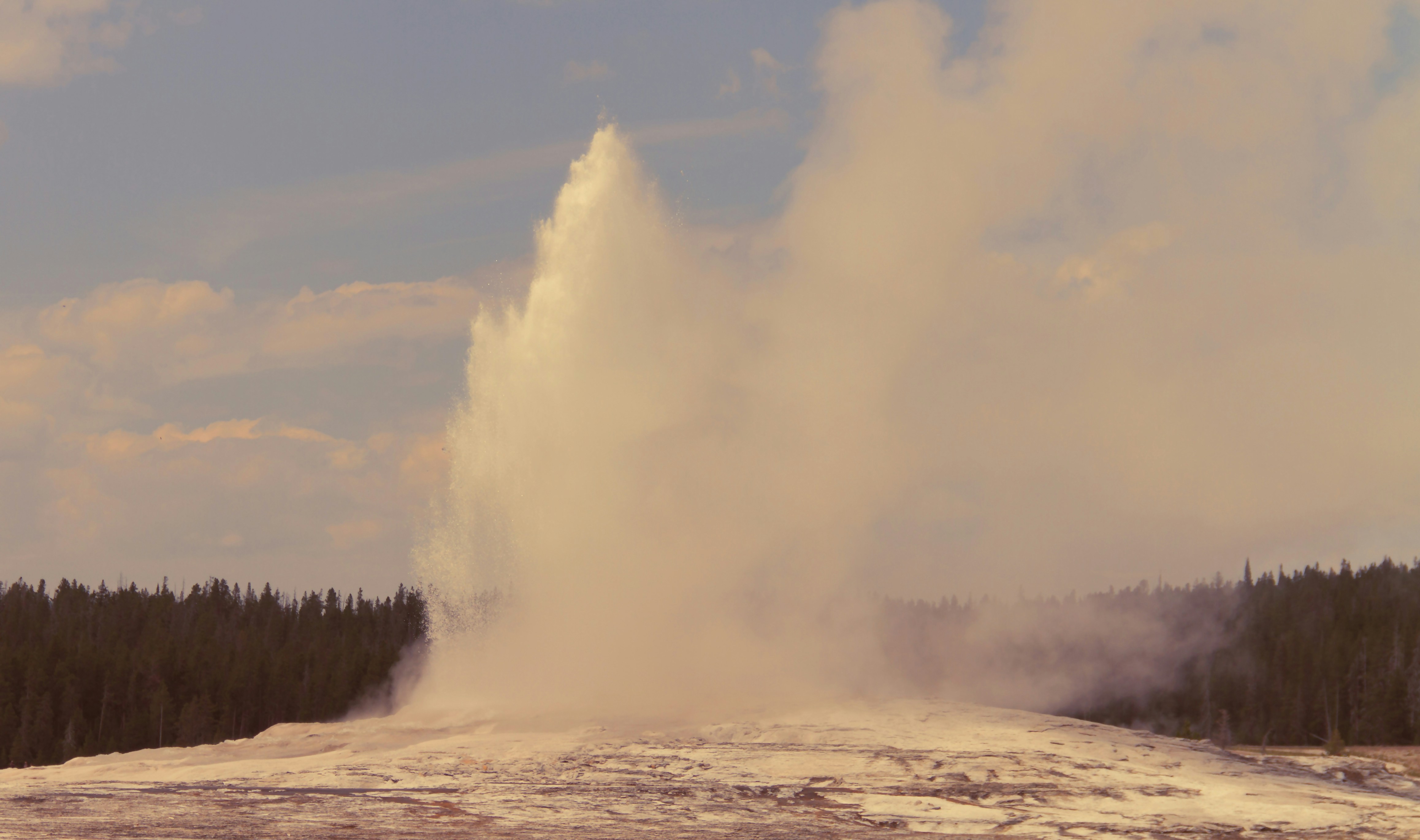 A large geyser spewing water into the air photo Free Brown Image on