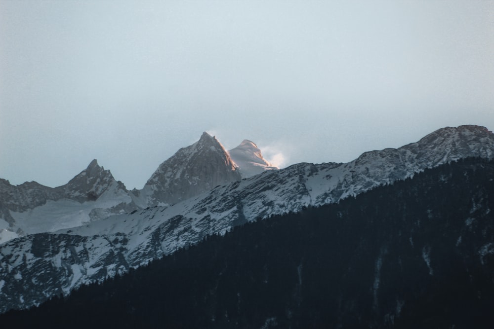 a snow covered mountain with a sky background