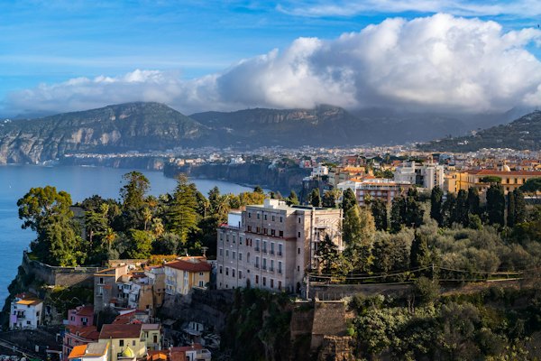 A scenic view of a city and a body of water — Sorrento, Italy