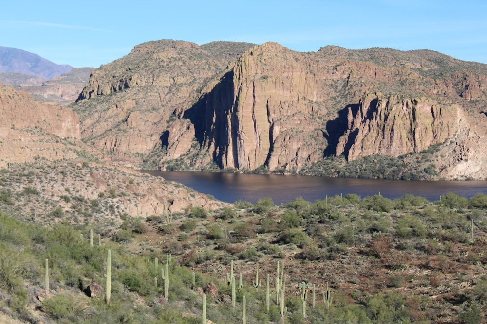 a large body of water surrounded by mountains