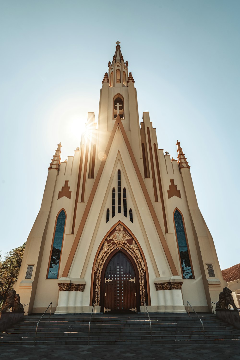 a church with stairs leading up to it