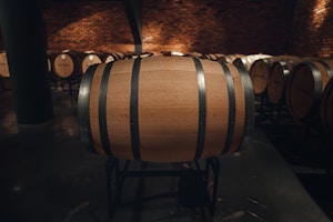 a bunch of barrels that are in a room