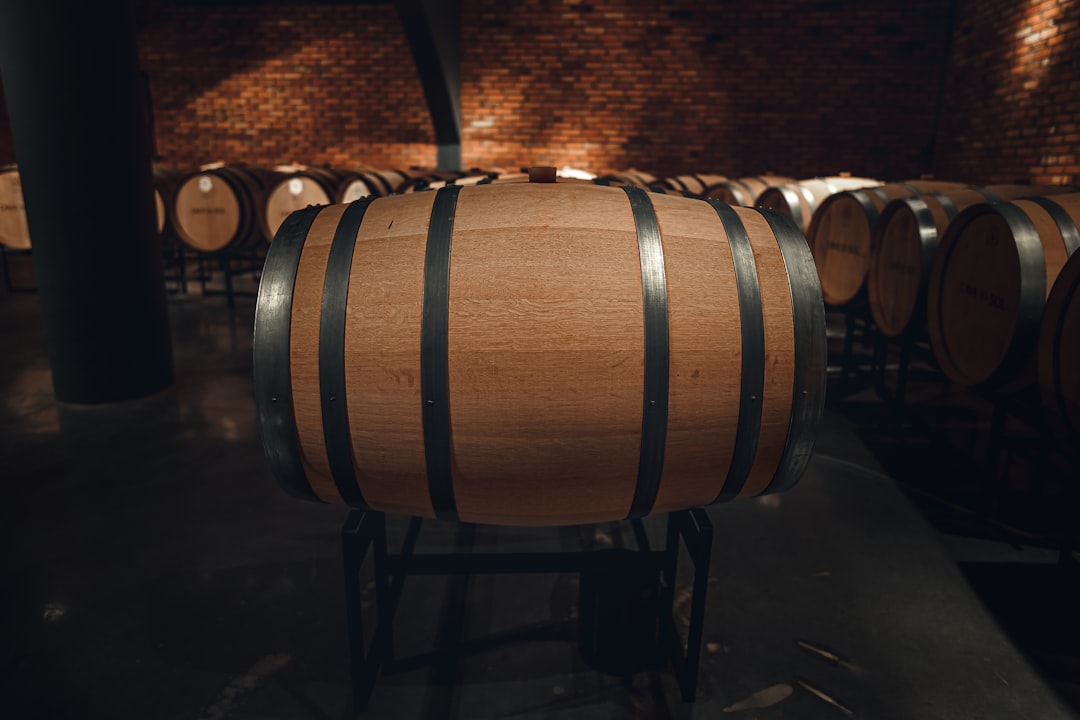 a bunch of barrels that are in a room,