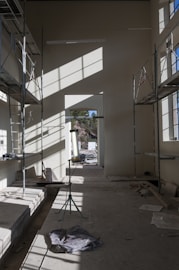 a room with a lot of scaffolding in it