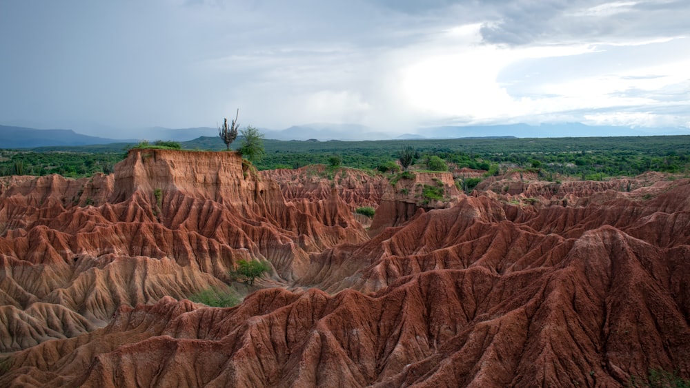 a view of a mountain range with a cloudy sky in the background