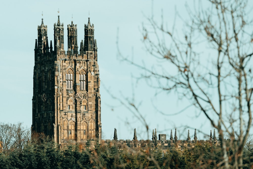 a tall tower with a clock on top of it