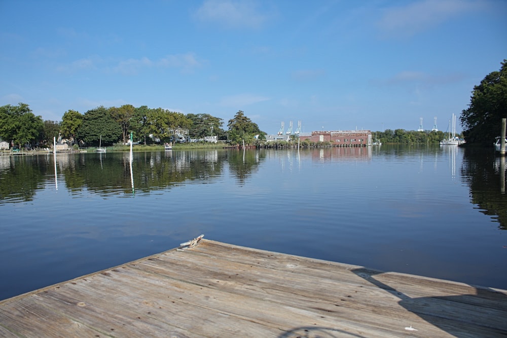 a wooden boat in a body of water