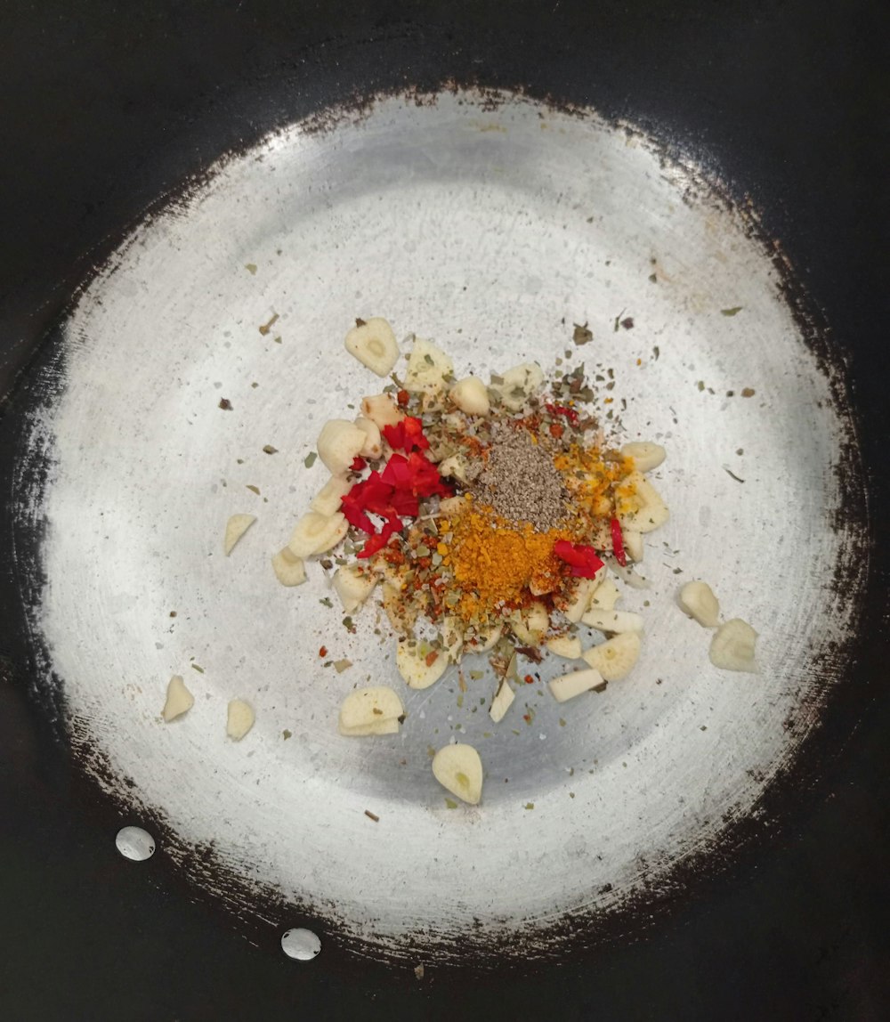 a white plate topped with lots of different types of food