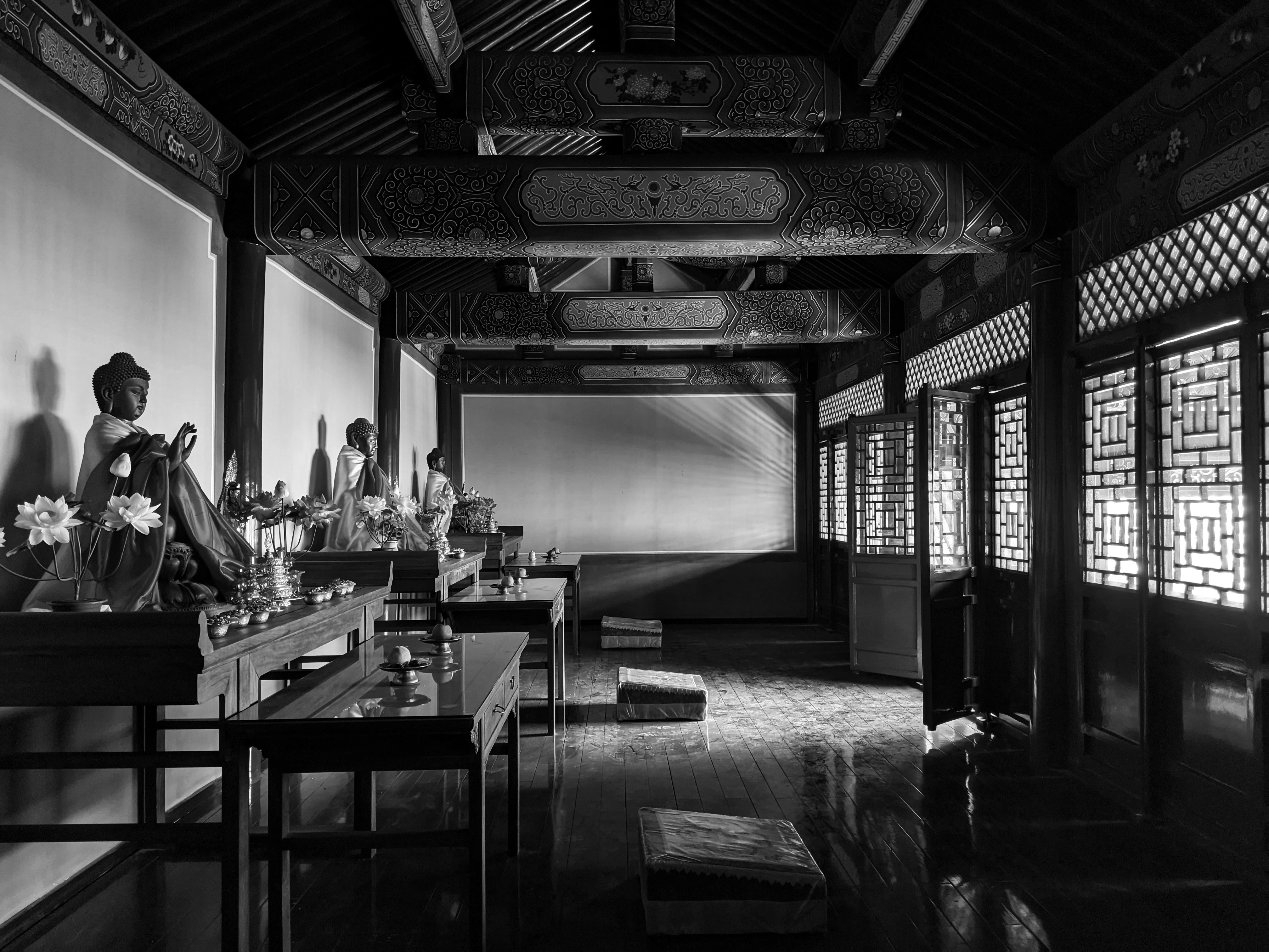 a black and white photo of a woman sitting in a room