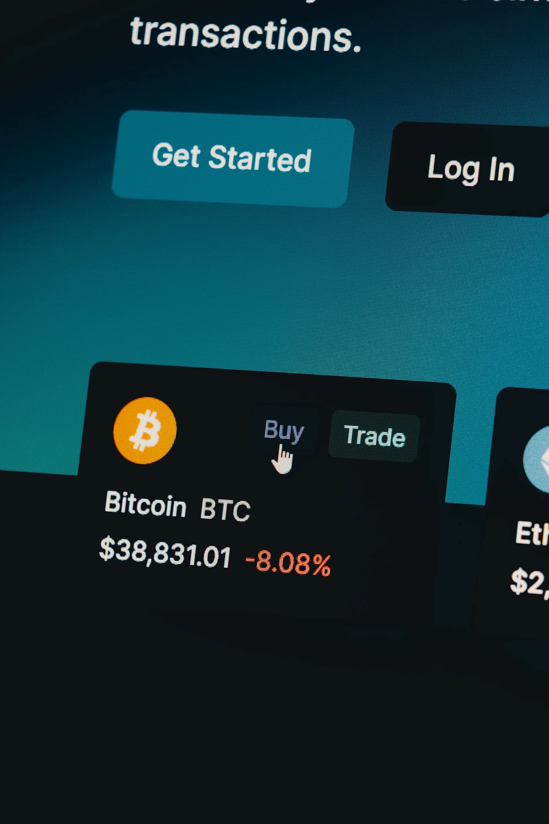 A smartphone screen showing bitcoin