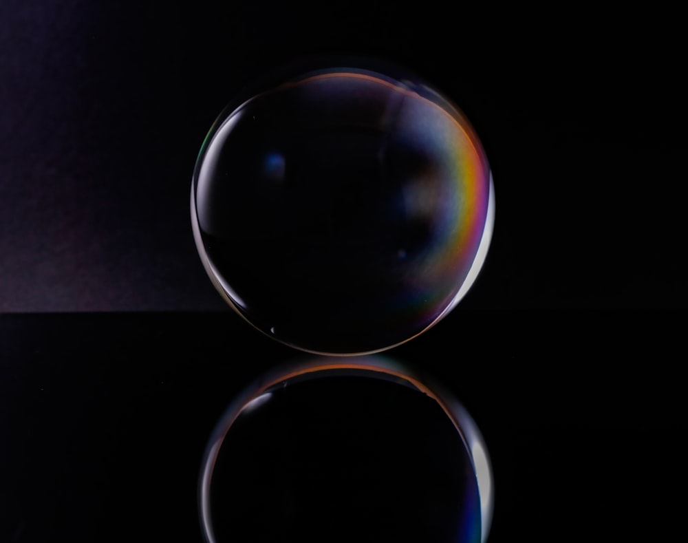a soap bubble sitting on top of a table