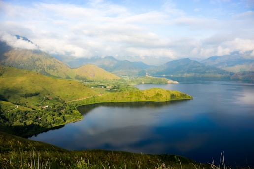 a large body of water surrounded by mountains