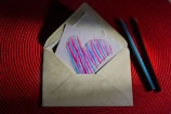 a piece of paper with a heart drawn on it