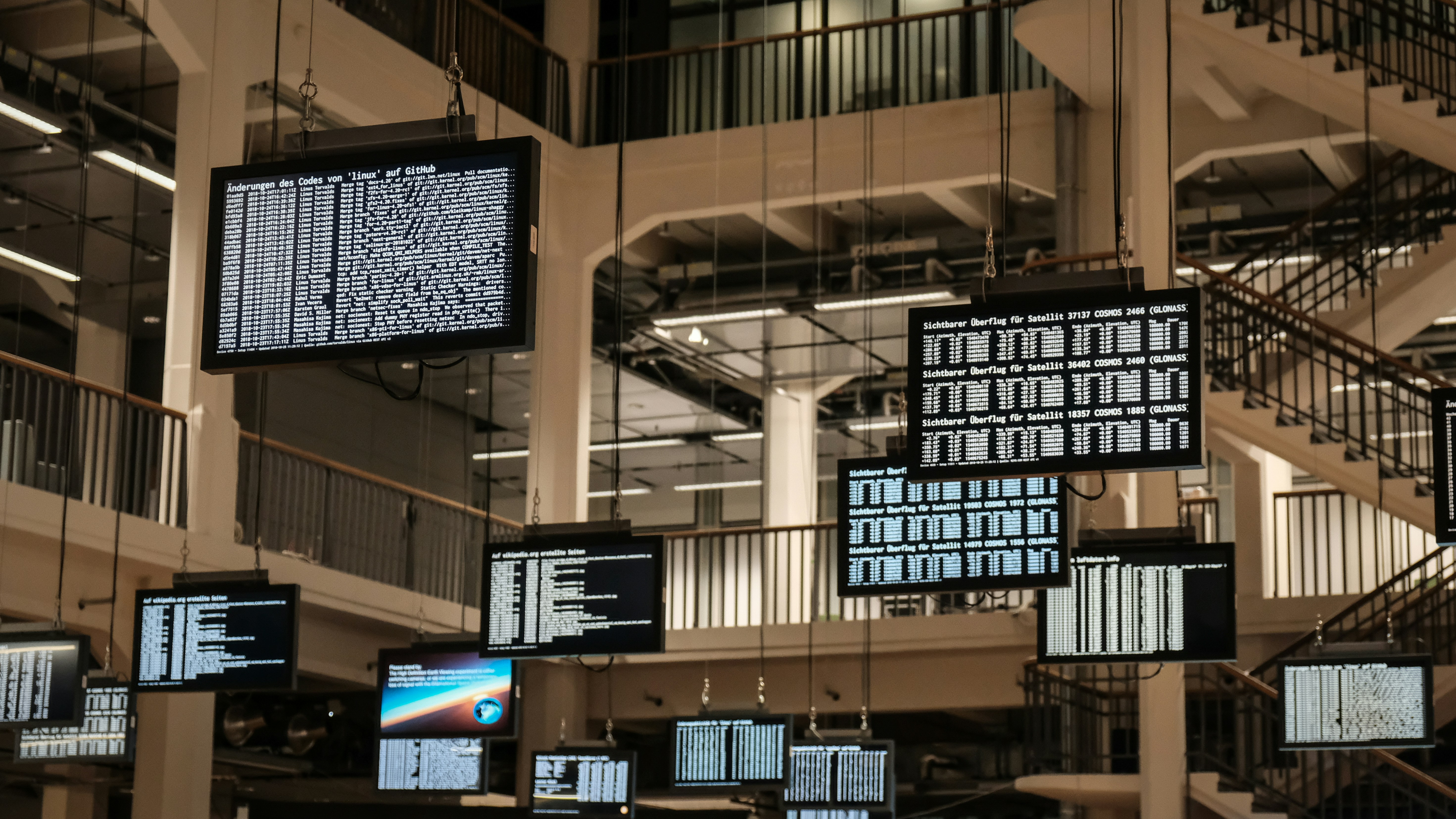 cybersecurity operations center monitoring digital network displays
