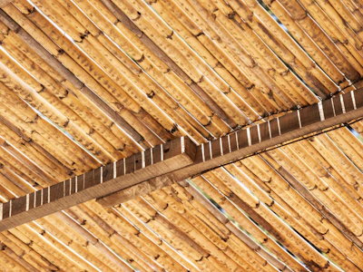 Close-up of handmade bamboo blinds showcasing natural textures and craftsmanship.