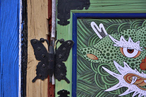 A close-up of a beautifully painted door.