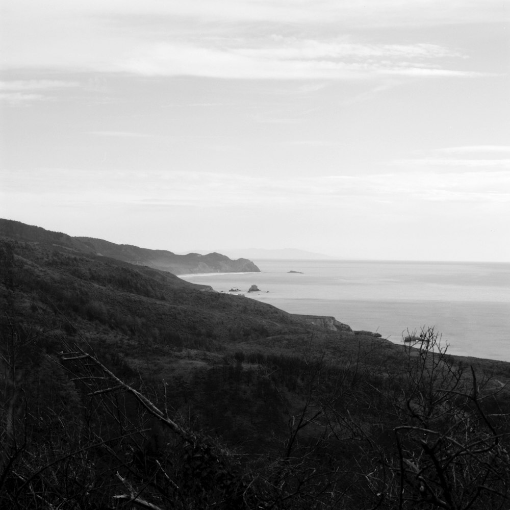 a black and white photo of the ocean