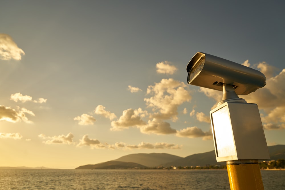 a view of a body of water with a camera on top of it