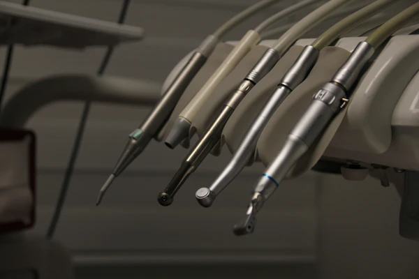 Row of sterilized dental instruments