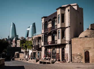 a row of buildings on a city street