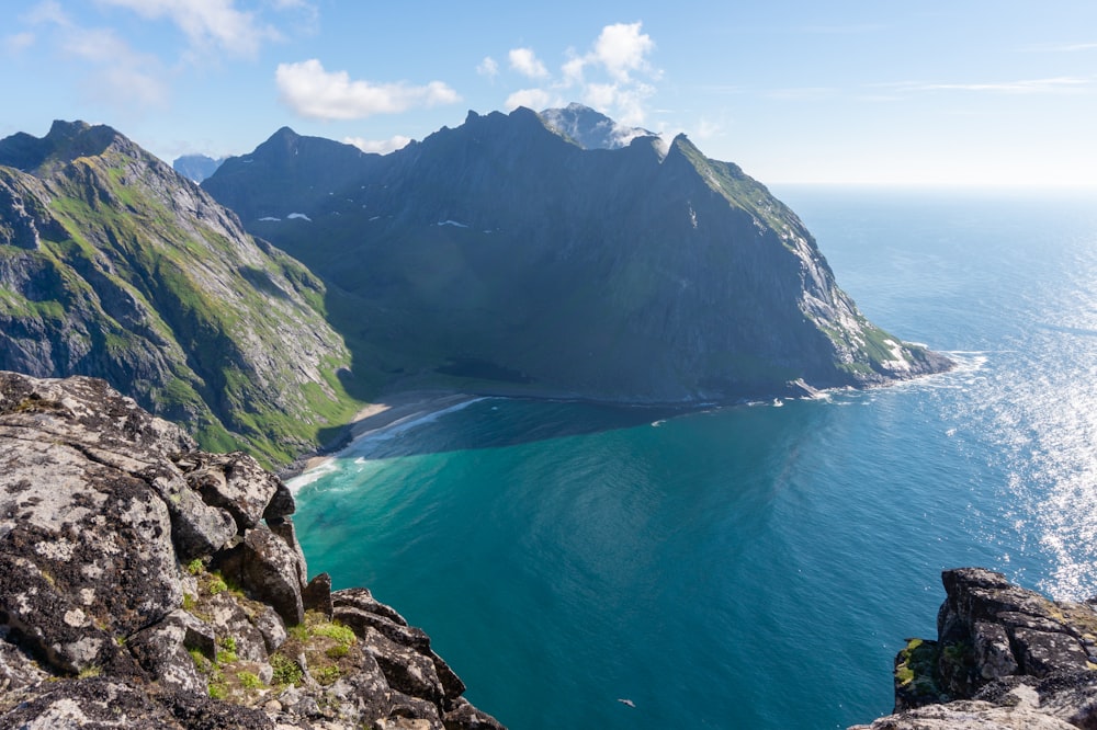 a large body of water surrounded by mountains