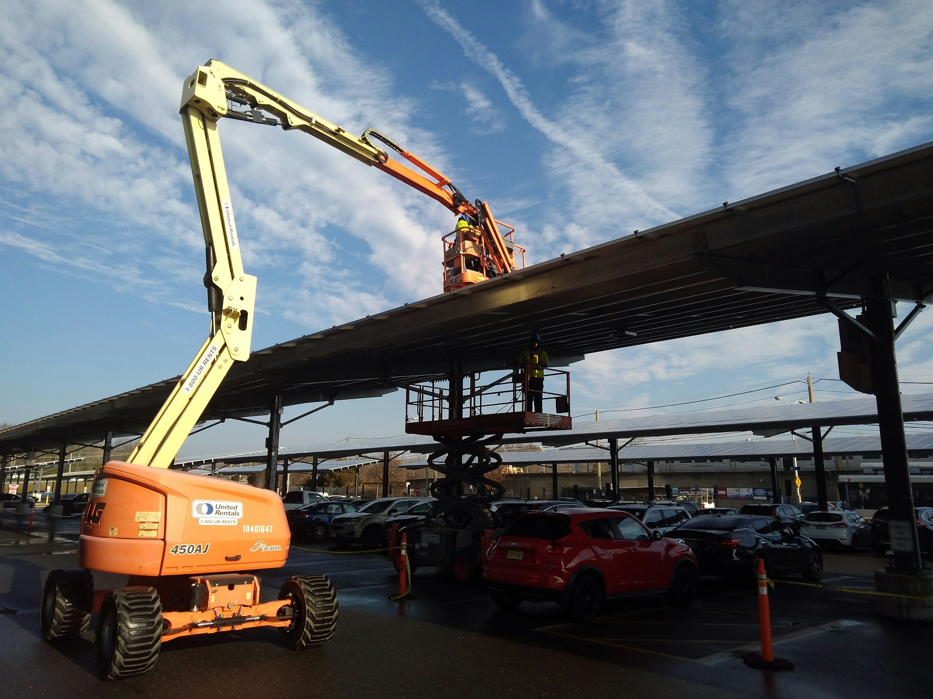 Crane mounted on a truck chassis