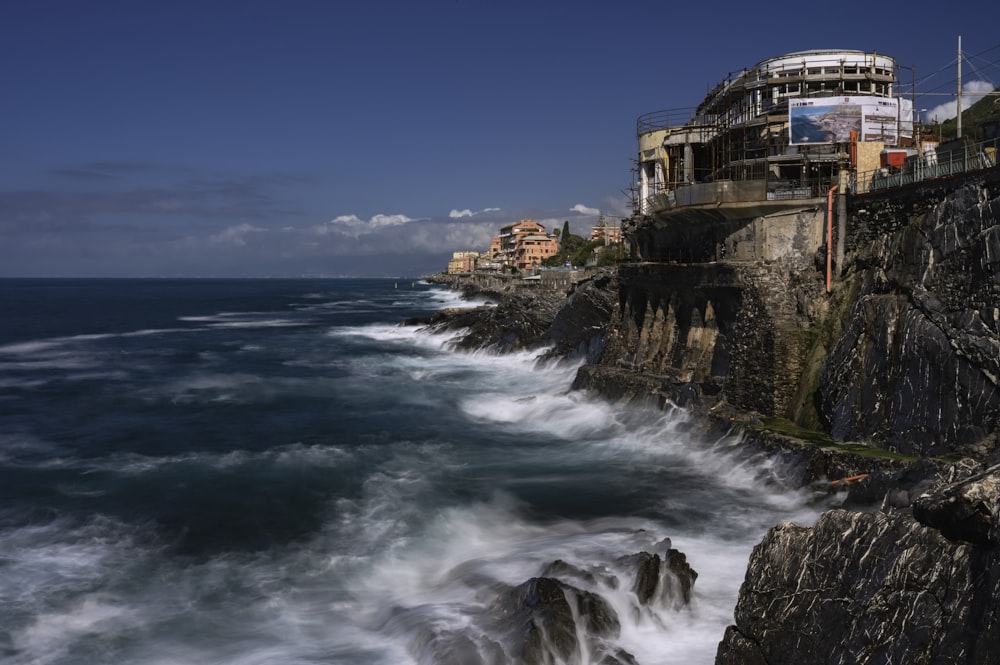 a view of the ocean from a cliff