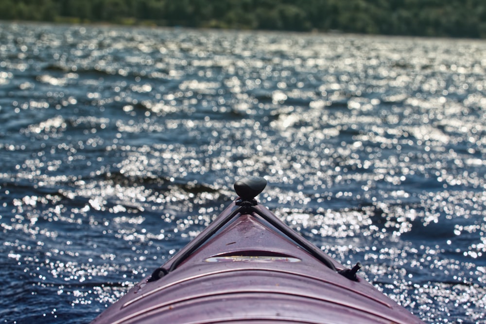 a close up of a kayak on a body of water