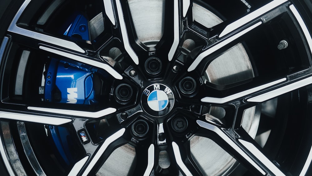 a close up of a wheel on a car