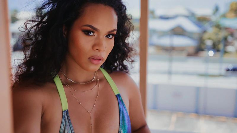 close-up of a stylish bikini top for a luxury getaway