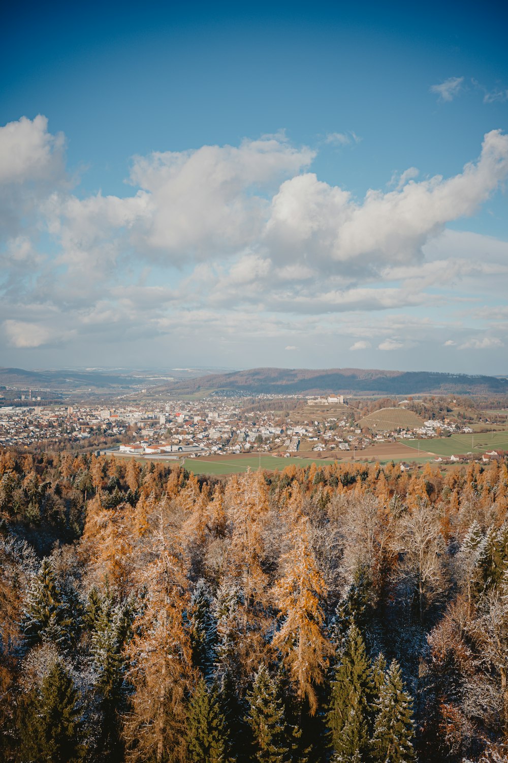 a view of a city from a hill