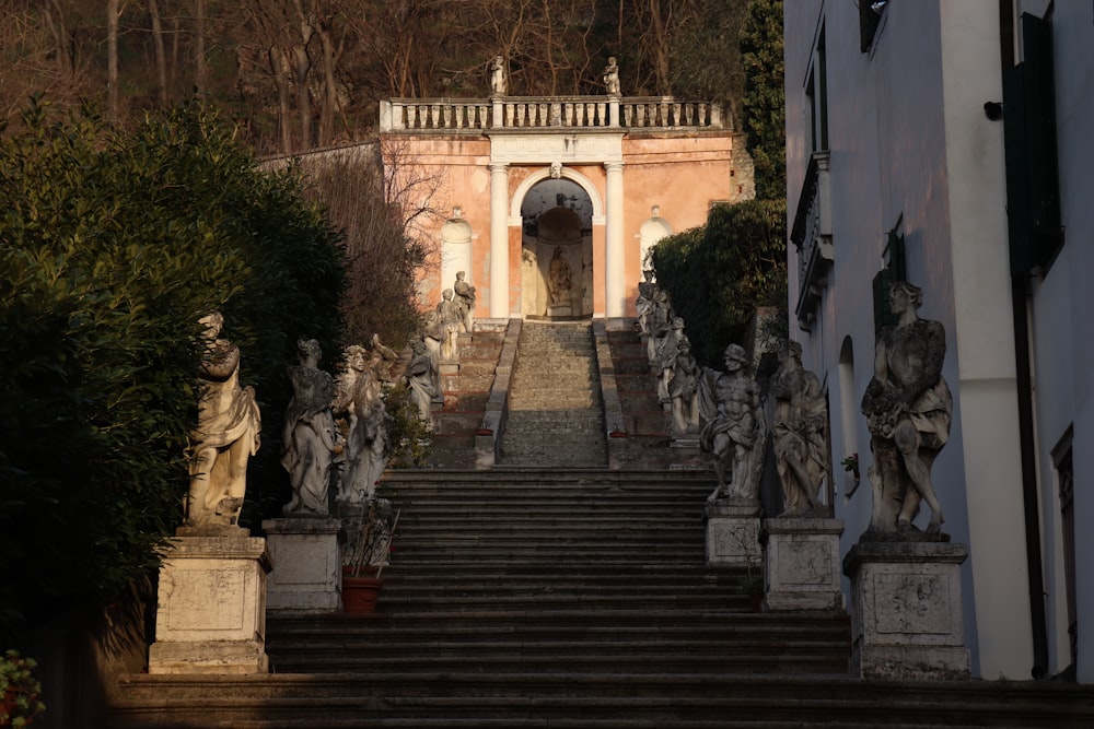 a set of stairs leading up to a building