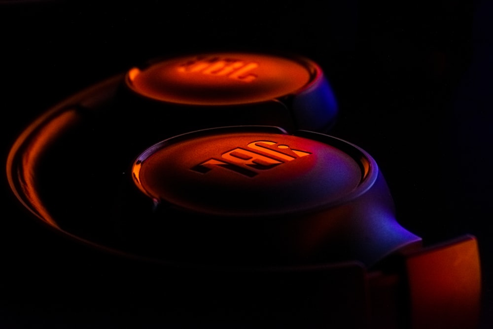 a pair of headphones sitting on top of a table