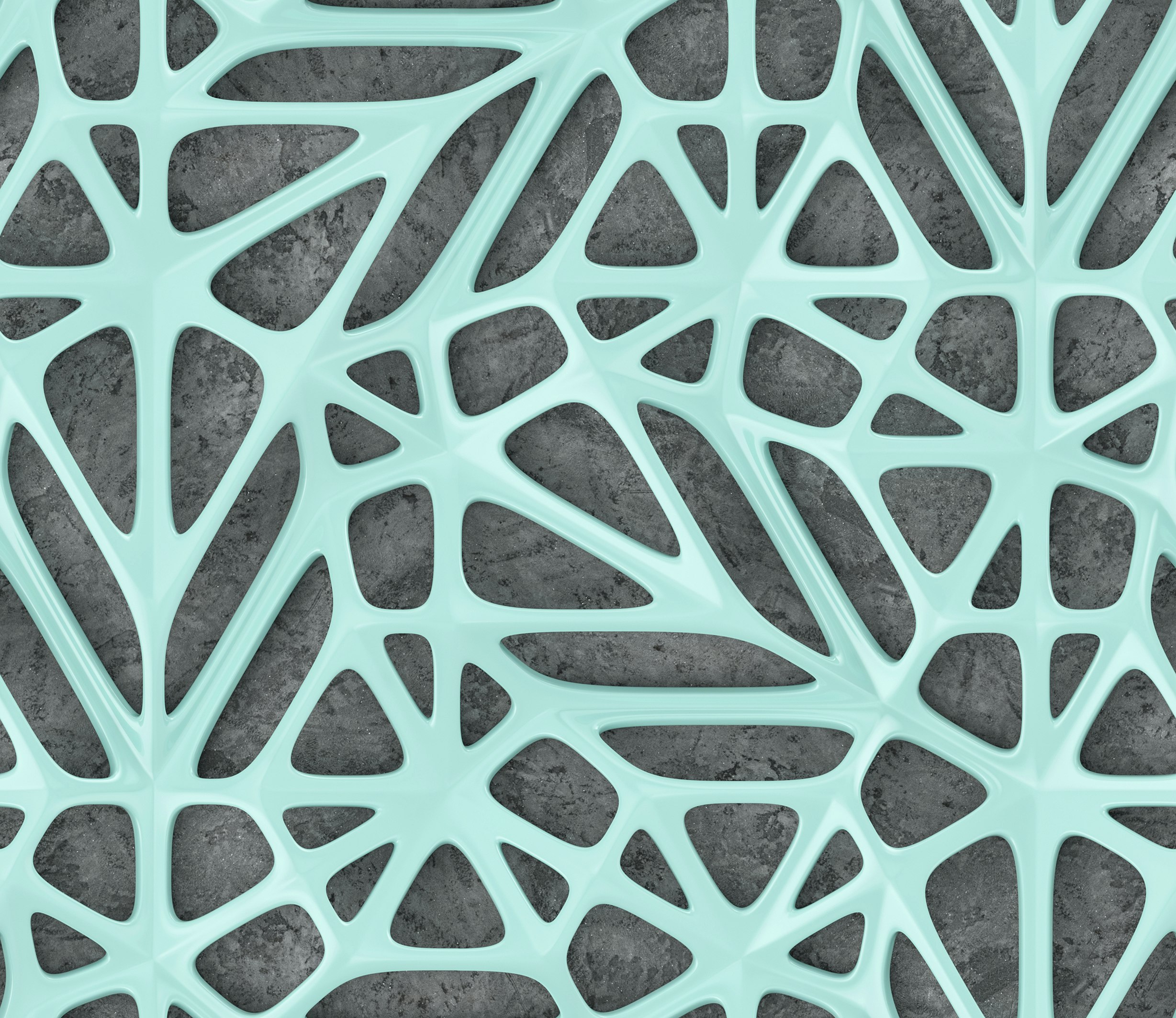 3d light green lattice tiles on gray concrete background. High quality seamless realistic pattern.