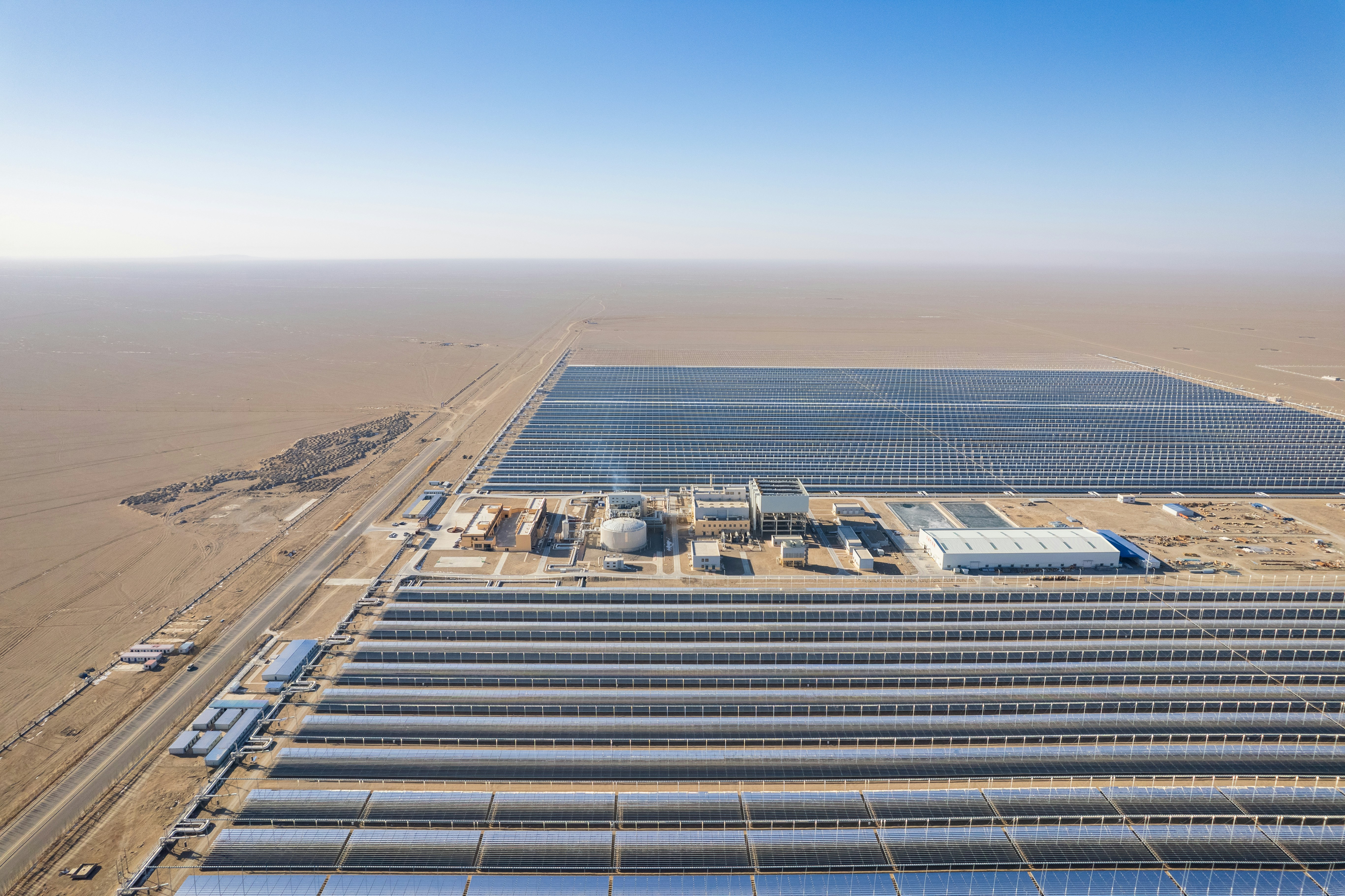 an aerial view of a large solar power plant