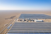 an aerial view of a large solar power plant