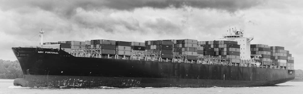 a large cargo ship in a body of water