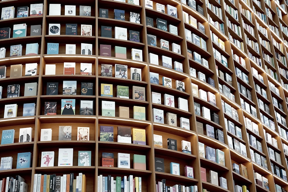 a large book shelf filled with lots of books