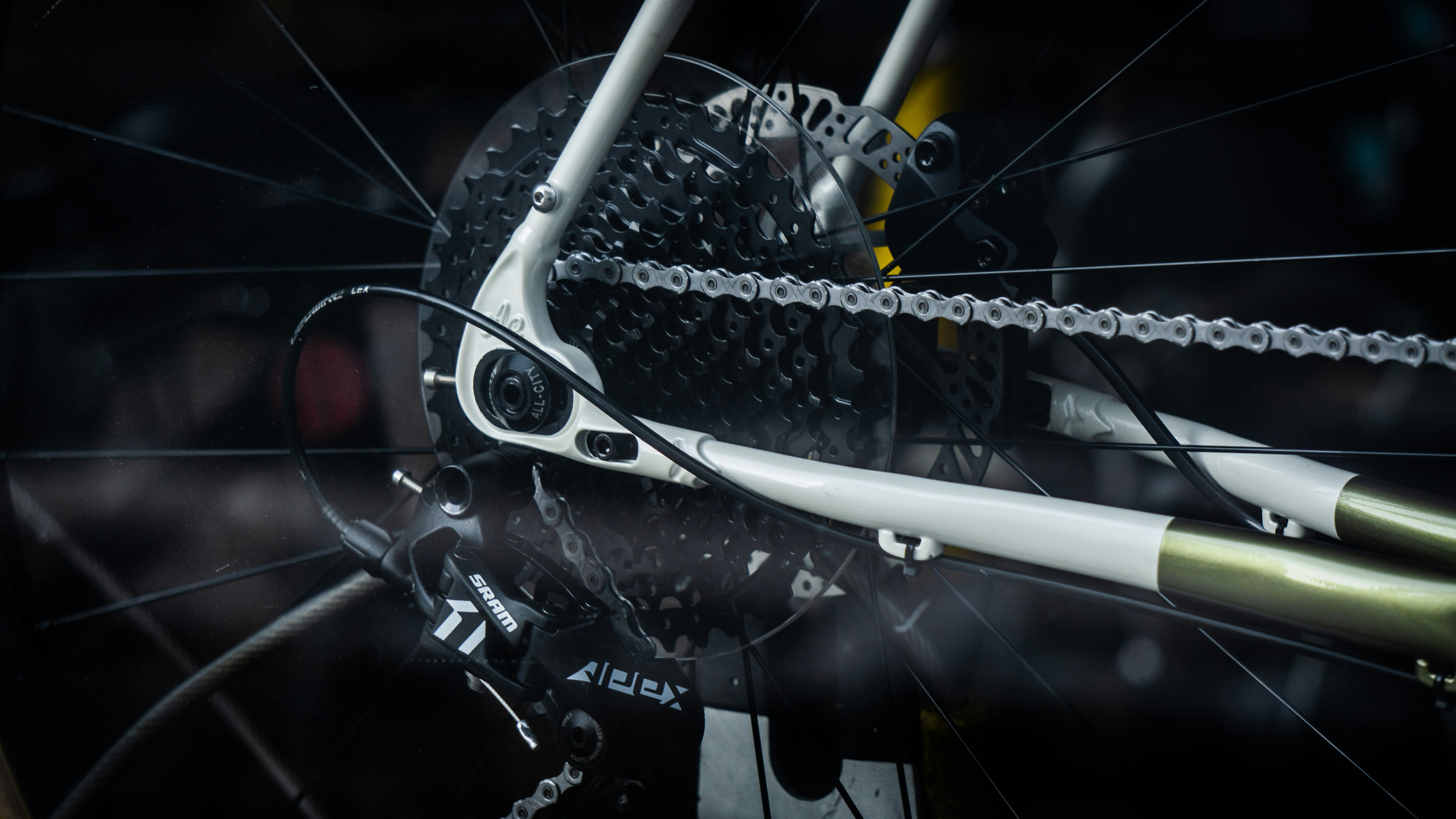 a close up of a bike's front brake