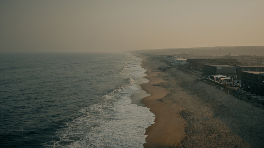 a view of a beach from a high point of view