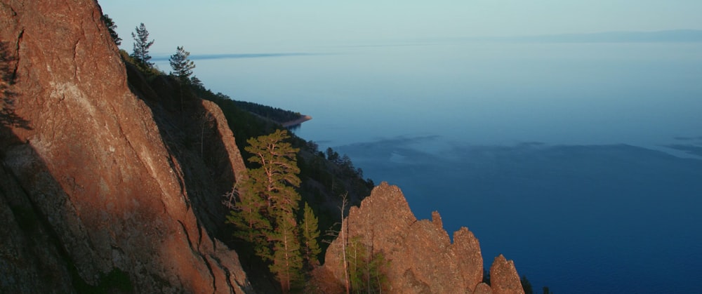 a view of the ocean from the top of a mountain