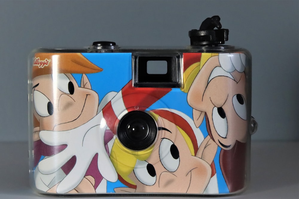 a camera with a picture of cartoon characters on it