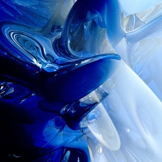 An abstract composition with flowing blue forms suggesting harmony and balance.