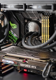 a close up of a computer case with wires