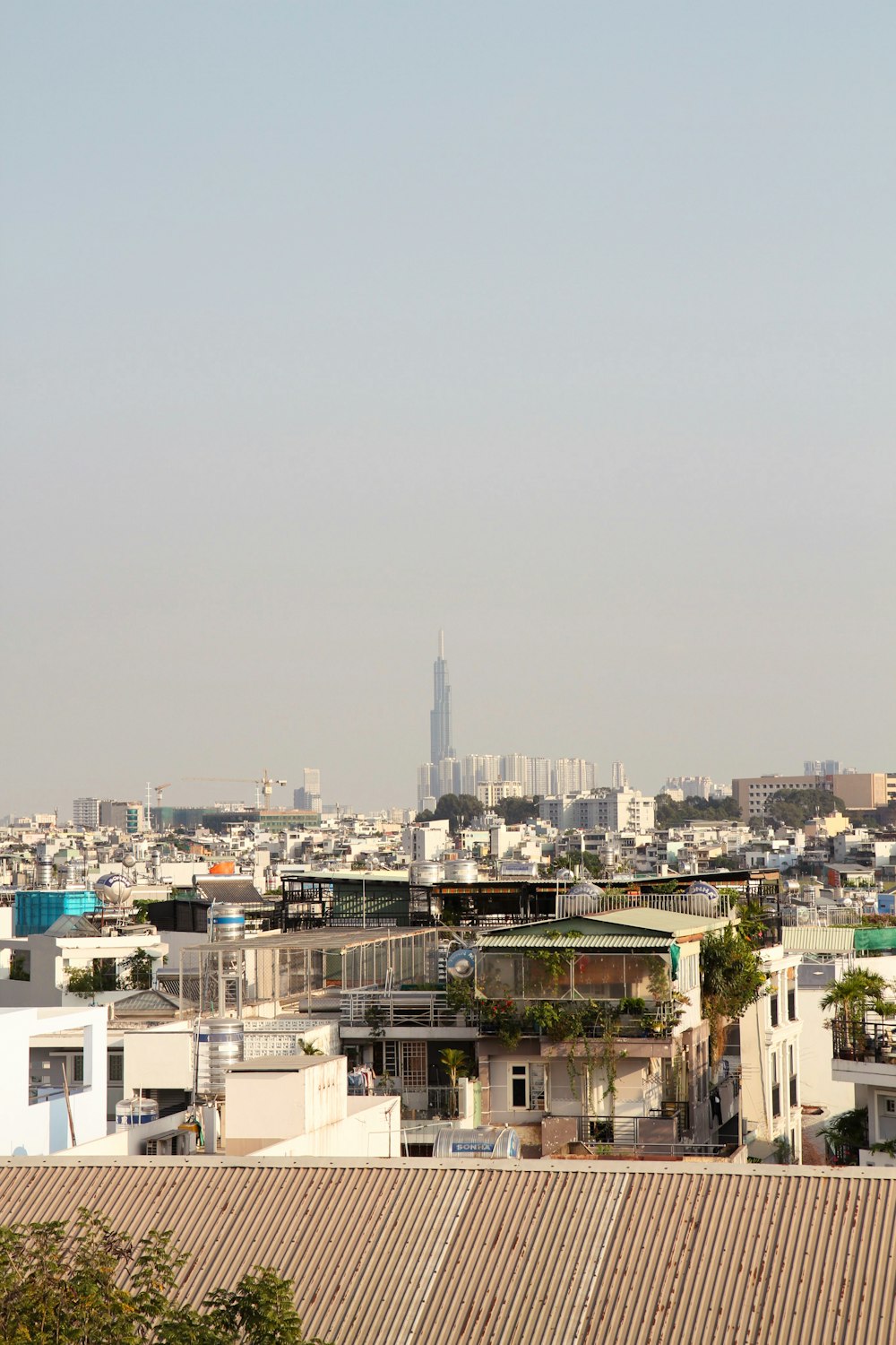 a view of a city from a rooftop