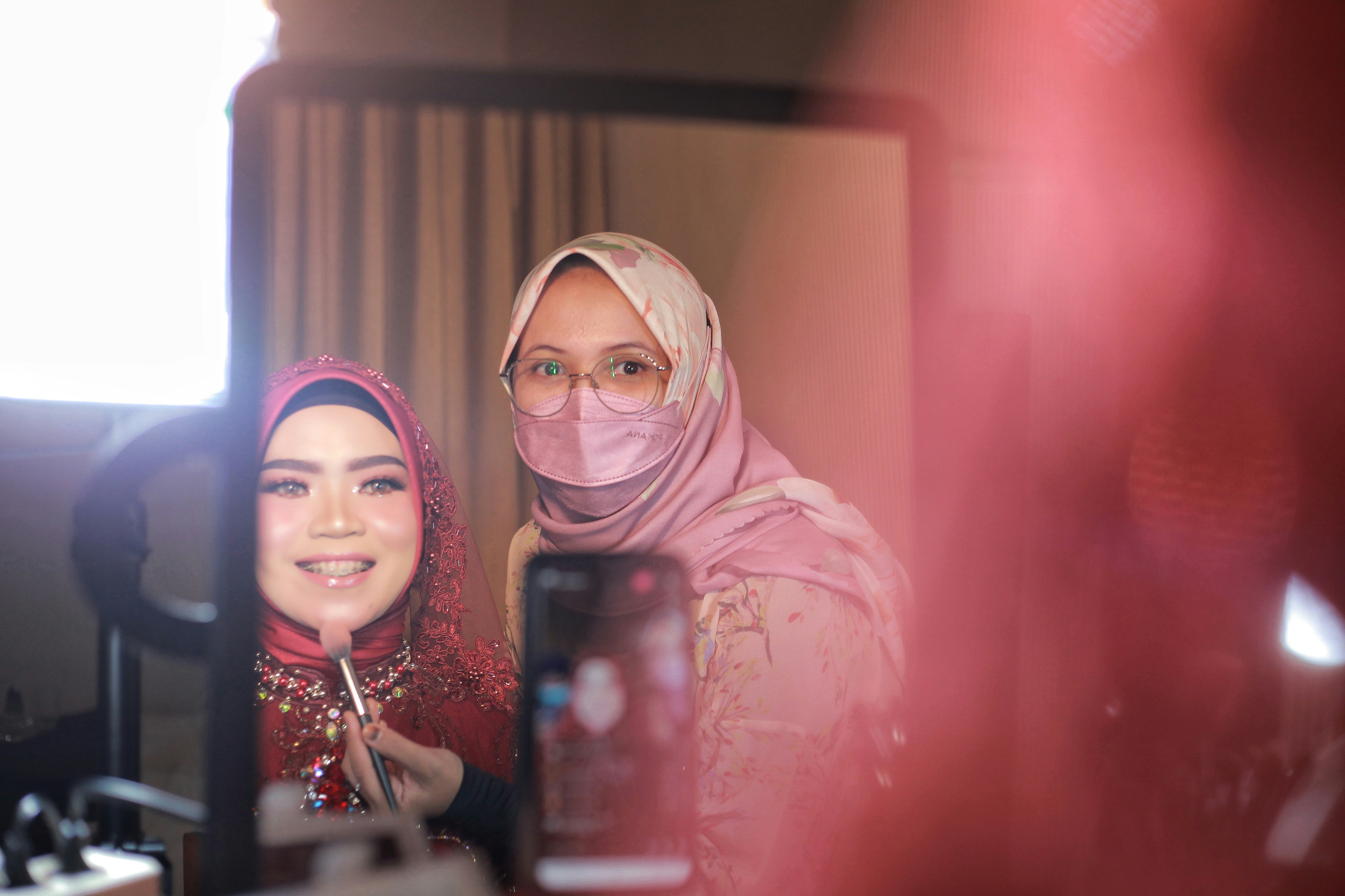 Couple preparing online nikah requirements through video conference