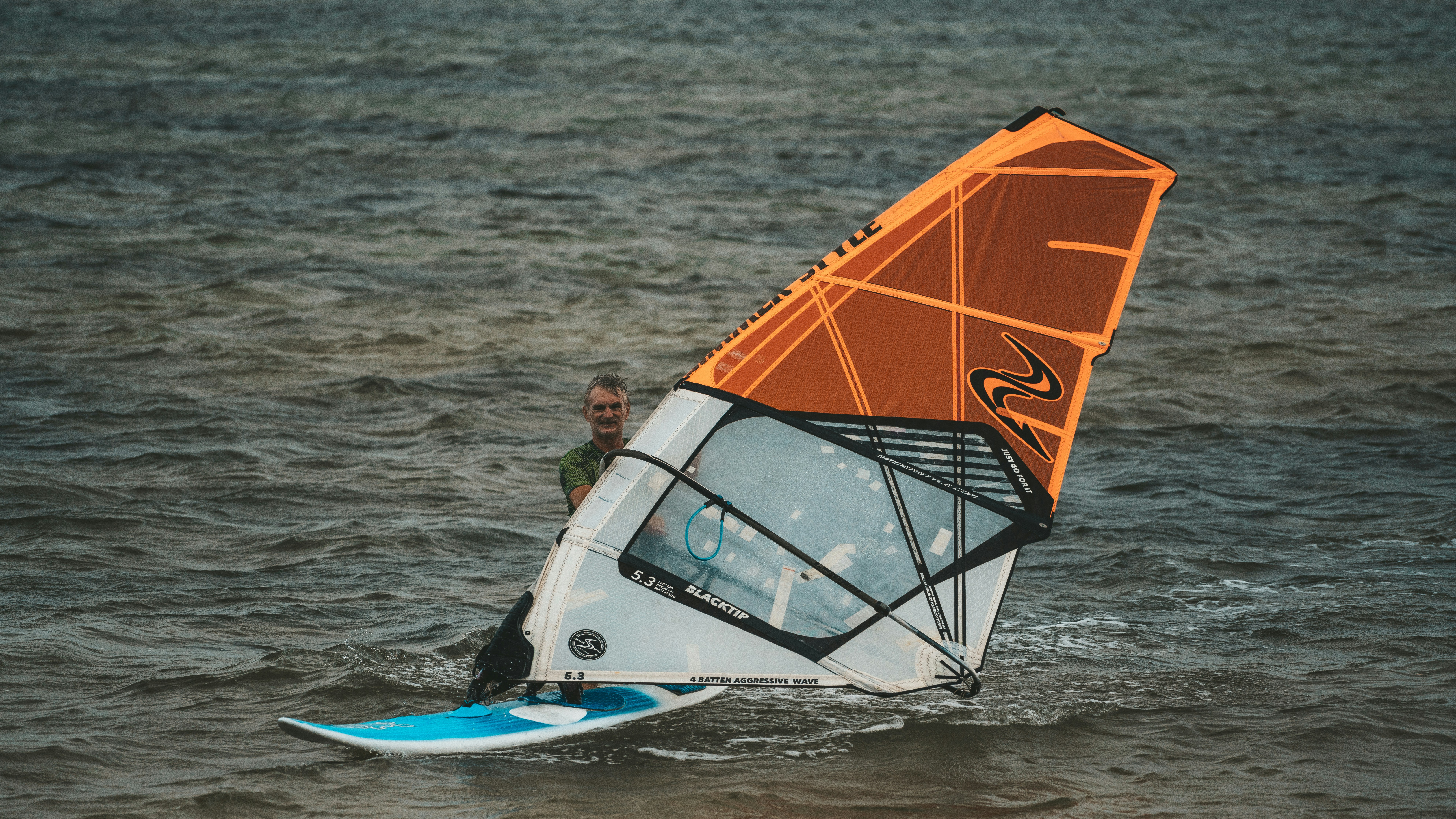 a man riding a wind sail on top of a body of water