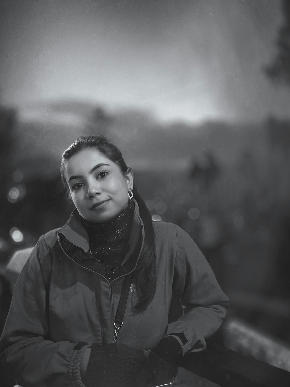 a black and white photo of a woman